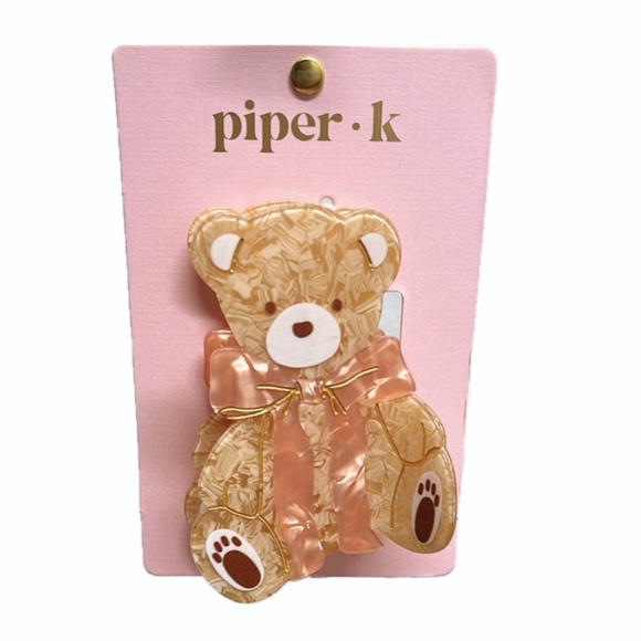 Piper K Accessories - NWT ⚜️🧸⚜️ PIPER K Adorable Teddy Bear Hair Clip in Pink and Brown